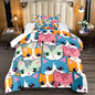 Cat Twin Comforter Set for Girls - Neon Cat Bedding Set for Girls Bedroom, Twin Size