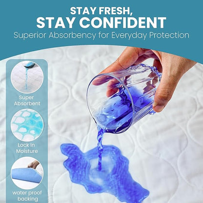 Epica Bed Pads Washable Waterproof - 34"x52" (2 Pack) Incontinence Bed Pads for Adults, Mattress pad to Protect Bed from Stains, Large Bed wetting Pads for Home & Hospital Use (500 Washes)