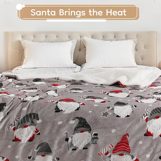 Electric Heated Blanket 72"x84" Full Size - 10 Heating Levels, 1-12 H Auto Shut Off, Soft Breathable Flannel Warm and Washable for Bed, Santa Claus for Christmas
