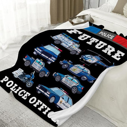 Police Car Blanket for Boys Kids Police Car Lovers Soft Plush Warm Cartoon Car Blanket for Couch Bed Sofa Decor Birthday Police Blanket Police Gifts 40"x50"-S