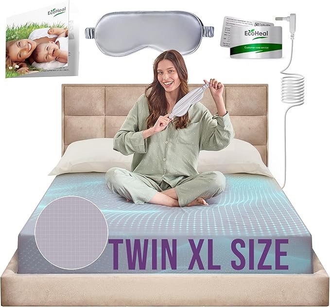 Earth Grounding Sheets Twin XL Size with 12% Silver Fiber & 4% Silk & 84% Cotton - Gray - SGS Quality Certified Grounded Well Bed Sheet - Conductive Fitted Sheet for Better Sleep