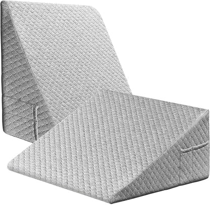 Wedge Pillow, 12 Inch Bed Wedge Pillow for Headboard, Pillow Wedge for Acid Reflux Relief, After Surgery, Sleeping，Back Pain Relief, Memory Foam Top, Darkgrey