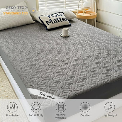 FELTYBED King Size Mattress Protector Waterproof, Soft Breathable Bed Mattress Cover with Deep Pocket 6"- 18", Noiseless & Washable Mattress Pad Cover for Home, Bedroom (Gray, King)