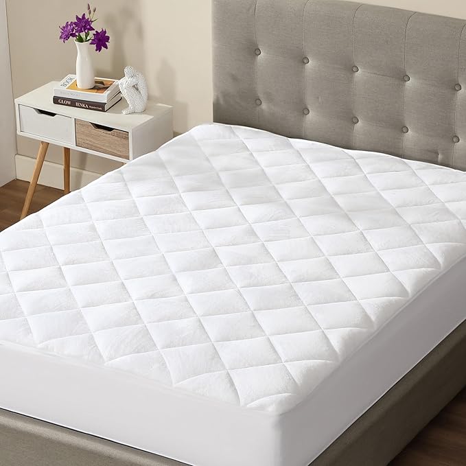 CIRCLESHOME Twin Size Mattress Pad Pillow Top - Double Puff Fleece Top Down Alternative Mattress Protector -Soft, Comfortable, and Hypoallergenic - Stretches from 14-16 inches for Snug Fit