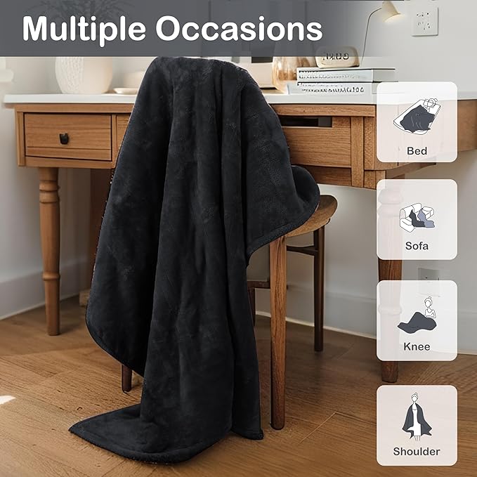 Electric Heated Blanket Full Size 72"x84", Fast Heating Blanket, Soft Cozy for Bed, 10 Hours Auto Off & 4 Heating Levels, Heater Blankets, Machine Washable, Warm Gifts for Grandma -Black