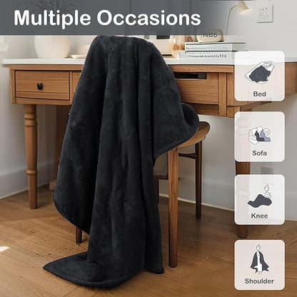 Electric Heated Blanket Full Size 72"x84", Fast Heating Blanket, Soft Cozy for Bed, 10 Hours Auto Off & 4 Heating Levels, Heater Blankets, Machine Washable, Warm Gifts for Grandma -Black