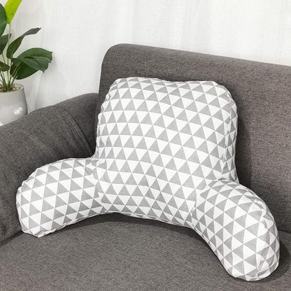 Bohemian Printed Reading Pillow with Support Arms Soft Bed Rest Pillows Back Support Cushion for Kids Reading Watching TV Sitting Up in Bed (23"×16"×10",Grey White)