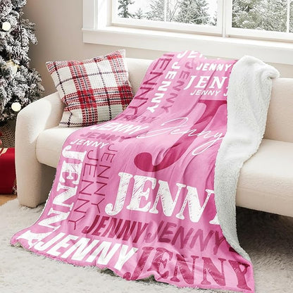 Personalized Blankets for Teen Boys Girls - Printed in USA Custom Blanket with Kid Names Reversible Plush Ultra-Soft Sherpa Fleece Monogrammed Baby Throw Blankets Customized Birthday Gifts for Adults