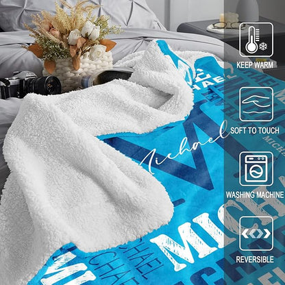 Personalized Blankets for Teen Boys Girls - Printed in USA Custom Blanket with Kid Names Reversible Plush Ultra-Soft Sherpa Fleece Monogrammed Baby Throw Blankets Customized Birthday Gifts for Adults
