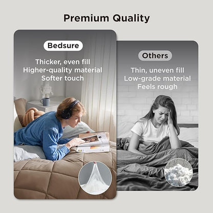 Bedsure King Size Comforter Set - 7 Pieces Reversible Brown Bedding, King Size Bed Set for All Seasons, Bed in a Bag with Down Alternative Comforter, Sheets, Pillowcases & Shams