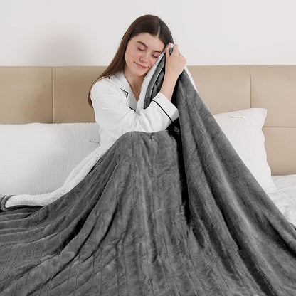 ESTINGO Electric Heated Blanket Twin Size, 62"x84" Electric Blanket with ETL & FCC Certification, Fast Electric Heating Blanket with 5 temperatures & 10 Hours Auto Off, Machine Washable, Cool Gray