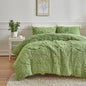 Wajade Faux Fur Plush Sage Green Comforter Set Fluffy Fuzzy Shaggy Bedding Set - 3PC King Size Microfiber Soft Warm Quilt Set