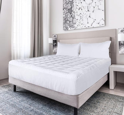 Utopia Bedding King Mattress Pad, Quilted Fitted Premium Mattress Protector, Deep Pocket Cover Stretches up to 16 Inches, Fluffy Pillow Topper (78x80 Inches, White)