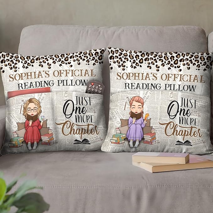 Pawfect House Just A Girl Who Loves Books, Personalized Pocket Pillow (Insert Included), Book Lover Gifts for Women, Bookworms, Christmas Birthday Gifts for Book Lovers, Best Friends, Besties