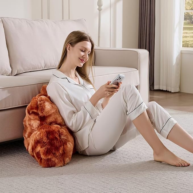 Reading Pillows for Boyfriend Adult,Velvet Back Pillow Bed Wedge Large, Back Rest Support Cushion for Sitting Up in Bed/Couch for Bedrest 18inch-Tie-dye Burnt Orange