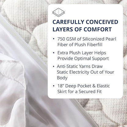 ViscoSoft Anti-Static Mattress Pad Cal King - Extra Plush Pillowtop Mattress Topper for Dry Spaces