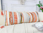 Chenille and Cotton Long Pillow for Bed, Striped Textured Boho Lumbar Throw Pillow Cover 16x36, Neutral Accent Decorative Extra Long Body Pillow Case for Couch, Sofa, Bedroom, Red