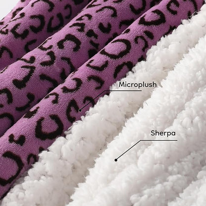 Electric Heated Blanket Full Size - 72"x84", Leopard Print Flannel Soft Heating Blanket, 10 Heating Levels, 1-12 H Auto Shut Off, Breathable Warm and Washable for Bed, Black Purple
