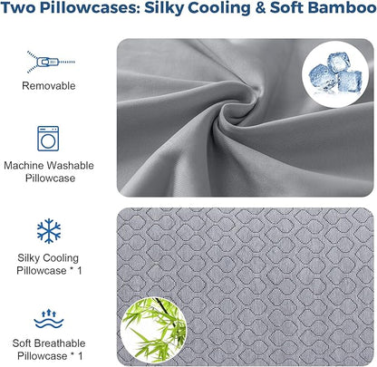 Thick Memory Foam Body Pillow - Full Body Pillows for Side Sleeper - with Grey Cooling Pillowcase 20 x 54 inches (Grey Color)