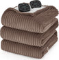 Bedsure GentleSoft Electric Blanket King Size - Soft Ribbed Flannel Heated Blanket with Dual Control, Heating with 10 Heat Settings & 10 Time Settings, 8 hrs Timer Auto Shut Off (90x100 inches, Brown)