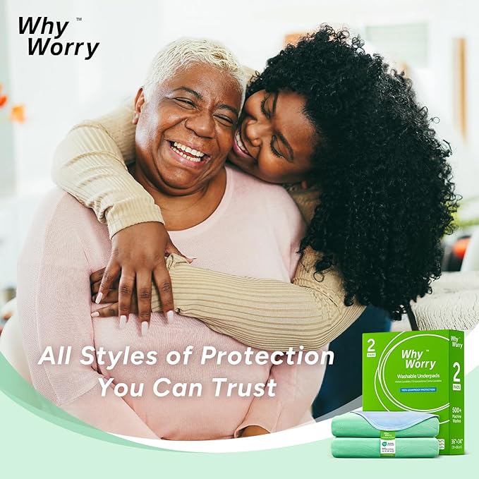WhyWorry Washable Bed Pads for Adult Incontinence, 34" x 36" (Pack of 4) Washable Pee Pads for Bed Wetting, Heavy Absorbency Reusable Underpads for Elderly & Kids, Waterproof Mattress Protector, Green