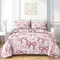 QOOMO Bow Quilt Set Twin Size,Bowknot Bedspread Coverlet Set,Pink 3Pcs Bedding Set Printed Quilt with 2 Pillowcases,Soft and Lightweight,for All Seasons