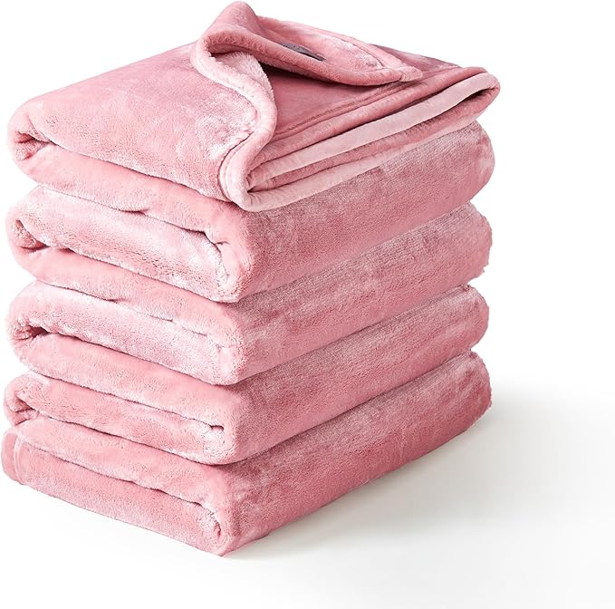 Mellowdy Extra Thick Hearty Plush Flannel Blanket (Candy Pink, 90x90) - 500GSM King Size Warm Blanket for Winter, Fall | Soft, Fluffy, Cuddly, Perfect for Bed, Oversized Throw for Couch, Sofa