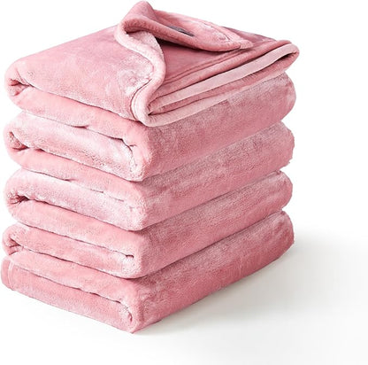 Mellowdy Extra Thick Hearty Plush Flannel Blanket (Candy Pink, 90x90) - 500GSM King Size Warm Blanket for Winter, Fall | Soft, Fluffy, Cuddly, Perfect for Bed, Oversized Throw for Couch, Sofa