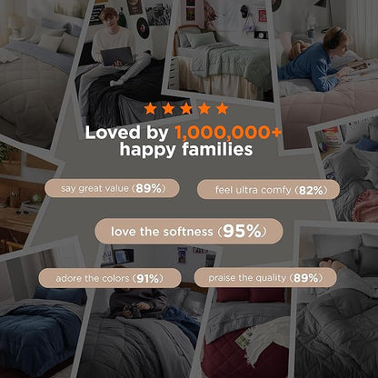 Bedsure King Size Comforter Set - 7 Pieces Reversible Beige and White Bedding, King Size Bed Set for All Seasons, Bed in a Bag with Down Alternative Comforter, Sheets, Pillowcases & Shams