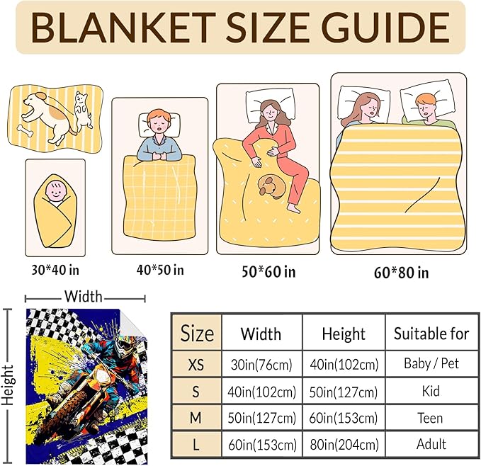 Boys Blanket Gifts Dirt Bike Blankets for Kids Toddlers Boys - 30" x 40" Cute Car Themed Motorcycle Soft Lightweight Flannel Throws for Couch, Sofa, Bed, Office, Travel
