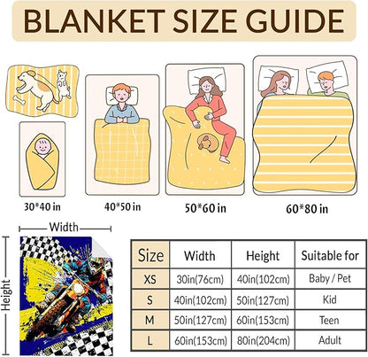 Boys Blanket Gifts Dirt Bike Blankets for Kids Toddlers Boys - 30" x 40" Cute Car Themed Motorcycle Soft Lightweight Flannel Throws for Couch, Sofa, Bed, Office, Travel