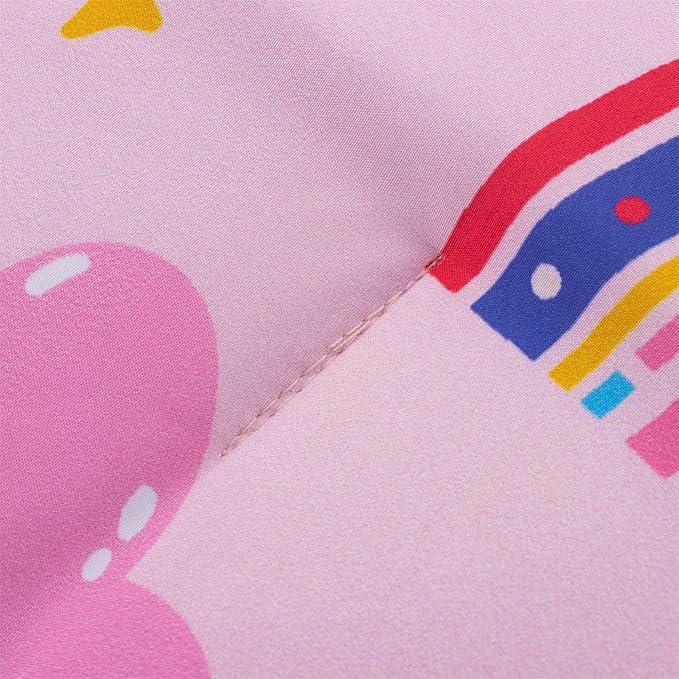 Holawakaka Boho Rainbow Full Comforter Set with Sheets, 5-Piece Bohemian Love Heart Bedding Set for Girls & Women - Super Soft Microfiber Kids Teen-Girls Full Size Pink Reversible Bed-in-a-Bag