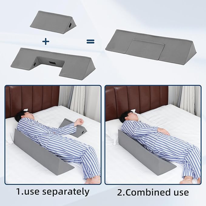 TYYIHUA 34" Wedge Pillow for Side Sleeping,Training for Side Sleeping with Detachable Small Wedge Pillow,Positioning Wedge for Side Sleeper,Back Support,Reducing Snoring,Preventing Bedsores