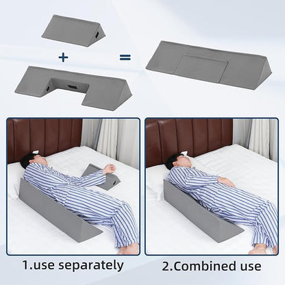 TYYIHUA 34" Wedge Pillow for Side Sleeping,Training for Side Sleeping with Detachable Small Wedge Pillow,Positioning Wedge for Side Sleeper,Back Support,Reducing Snoring,Preventing Bedsores