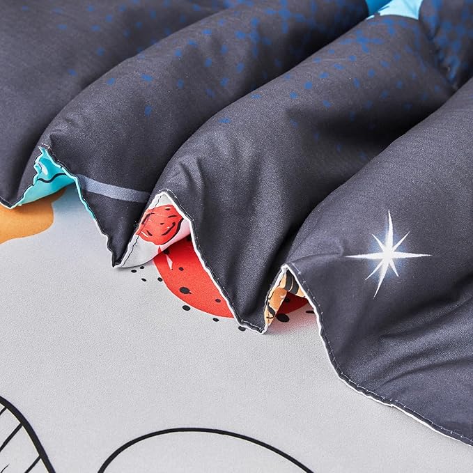 URBONUR 4 PCS Toddler Bedding Set for Boys Space Dinosaur Printed Toddler Comforter Set with Sheets Sets Ultra Soft Bed in a Bag 2-6 Year Old Toddler Bed-in-a-Bag Set