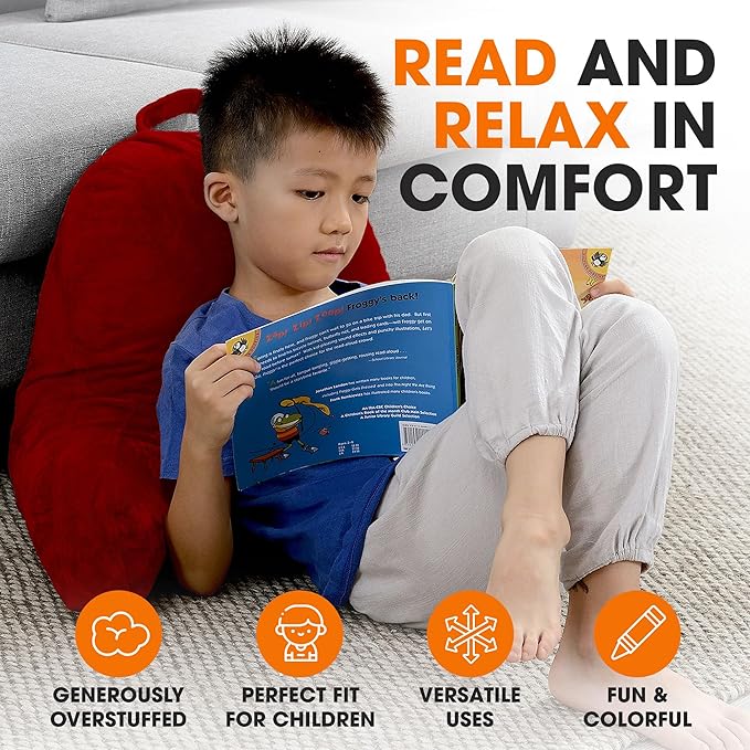 Cheer Collection Reading Pillow with Arms – Portable Bed Pillow for Sitting Up & Support, Foam-Filled Back Rest Pillow for Sitting in Bed & Couch, Machine Washable, Maroon