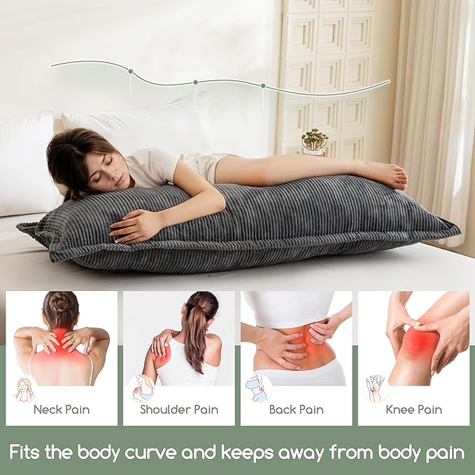 HIGOGOGO Body Pillow for Adults, Thickened Memory Foam Long Bed Pillow, Breathable Full Body Pillow with Removable Pillow Cover (20x54 Inch)