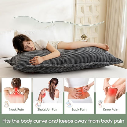 HIGOGOGO Body Pillow for Adults, Thickened Memory Foam Long Bed Pillow, Breathable Full Body Pillow with Removable Pillow Cover (20x54 Inch)