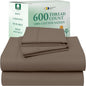 California Design Den 100% Cotton Sheet Set Queen, 600 Thread Count Sateen, Soft, Cooling Deep Pocket Cotton Sheets, Hotel-Quality Queen Sheet Set (Mushroom - Taupe Brown)