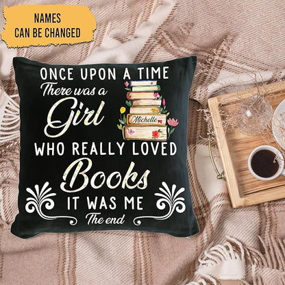 Hyturtle Personalized Book Throw Pillow (Insert Included) Gifts for Girl Book Lover Reading Club Librarian on Birthday Valentines - Funny Book Lover Gifts - Custom Name Couch Cushion Decor Pillow