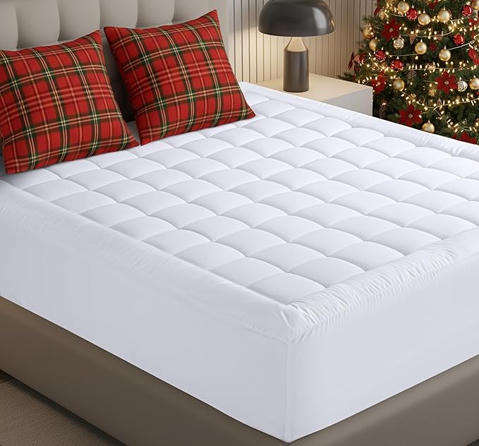 Utopia Bedding California King Mattress Pad, Quilted Fitted Premium Mattress Protector, Deep Pocket Cover Stretches up to 16 Inches, Fluffy Pillow Topper (72x84 Inches, White)
