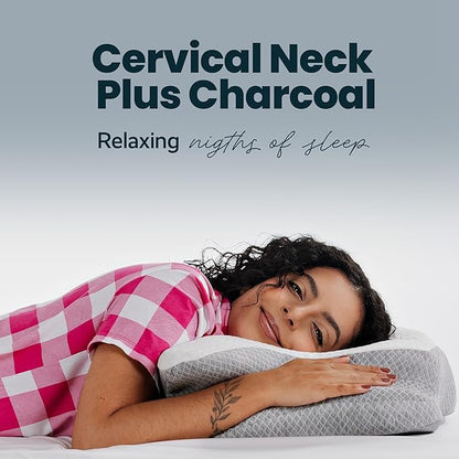 IWS I WANNA SLEEP Cervical Original Neck Plus Charcoal Premium Ergonomic Memory Foam Activated Charcoal Hypoallergenic Pillow for Neck and Back Pain Relief – Orthopedic Pillow