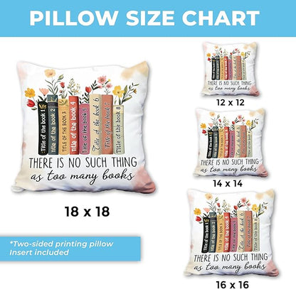 Hyturtle Personalized Book's Title Pillow (Insert Included) Gifts for Book Lovers, Reading Club Librarian Gifts for Girls Women on Birthday Christmas, Custom Name Couch Cushion Decor Throw Pillow