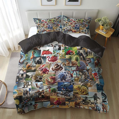 Italian Brainrot Bedding Duvet Cover Set,Funny Fusion AnimalsTwin Full Queen King Comforter Cover Bedding Set for Kids Boys Bed Decor Gifts ﻿ (Color 5,Twin (68" x 90"))
