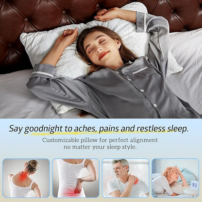 BETU Cooling Pillows Standard Size Set of 4, Shredded Memory Foam Bed Pillows, Adjustable Firm Support Cool Pillow for Neck Pain and Side Sleeping, White