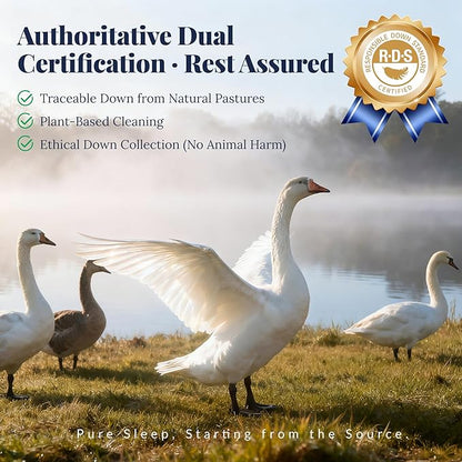 White Goose Down Pillow - Luxury Hotel Bed Pillow with Natural 900+ Fill Power, Goose Feather Pillow for Sleeping, 600 Thread Count Cotton Shell, Standard Size- Medium, 1 Pack