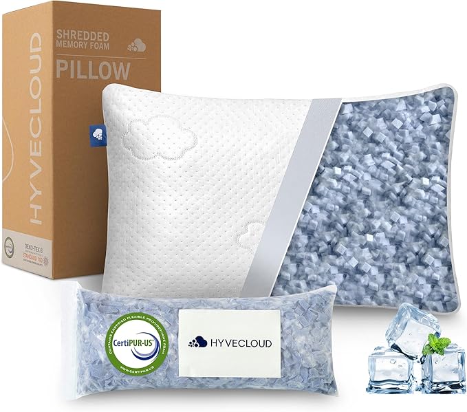 Cooling Side and Back Pillow - Comfort for Neck and Shoulder Pain - Crush Memory Foam Cooling Pillow, Adjustable Strong Soft Bed Pillow