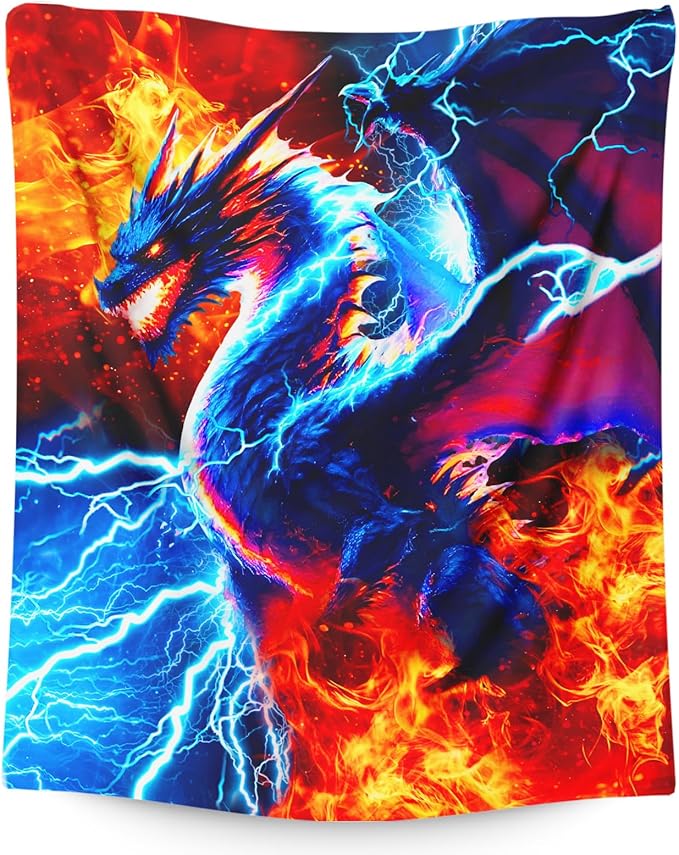 Boys Dragon Blankets Gift Throw Blankets for Kids Teens - 40x50 Inches Lightweight Soft All Season Cool Decor Throw for Sofa Chair Bed Office