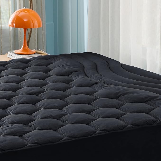 Bedsure Black Twin XL Mattress Pad - Soft Mattress Topper for College Dorm Room Essentials, Extra Long Twin Bed Cover Protector with 8-21 Inches Deep Pocket, Washable, Black, 39x80 Inches