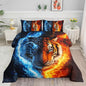 Tiger Comforter Set Wild Animals Flame Printed Bedding Set with 1 Comforter and 2 Pillowcases for Boys and Girls Bedroom All Season（TigerQueen